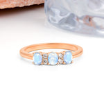 Unique Luxury 4 Prong Oval Cut Moonstone Three stones Wedding Ring - Additional view
