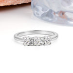 Unique Luxury 4 Prong Oval Cut Moissanite Three stones Wedding Ring - Additional view