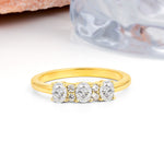 Unique Luxury 4 Prong Oval Cut Moissanite Three stones Wedding Ring - Additional view