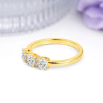 Unique Luxury 4 Prong Oval Cut Moissanite Three stones Wedding Ring - Additional view