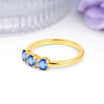 Unique Luxury 4 Prong Oval Cut Sapphire Three stones Wedding Ring - Additional view