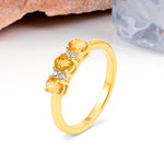 Unique Luxury 4 Prong Oval Cut Citrine Three stones Wedding Ring - Additional view
