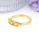 Unique Luxury 4 Prong Oval Cut Citrine Three stones Wedding Ring - Additional view
