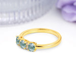 Unique Luxury 4 Prong Oval Cut Moss Agate Three stones Wedding Ring - Additional view