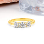 Unique Luxury 4 Prong Oval Cut Lab Diamond Three stones Wedding Ring - Additional view