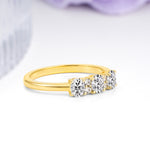 Unique Luxury 4 Prong Oval Cut Lab Diamond Three stones Wedding Ring - Additional view