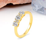 Unique Luxury 4 Prong Oval Cut Lab Diamond Three stones Wedding Ring - Additional view