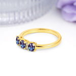 Unique Luxury 4 Prong Oval Cut Alexandrite Three stones Wedding Ring - Additional view