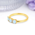 Unique Luxury 4 Prong Oval Cut Moonstone Three stones Wedding Ring - Additional view