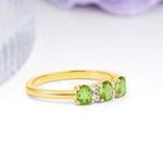 Unique Luxury 4 Prong Oval Cut Peridot Three stones Wedding Ring - Additional view