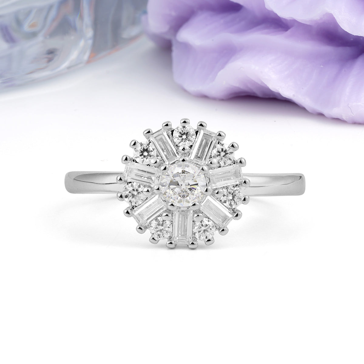 Classic Luxury 7-Prong Round Cut Moissanite Engagement Ring - Additional view