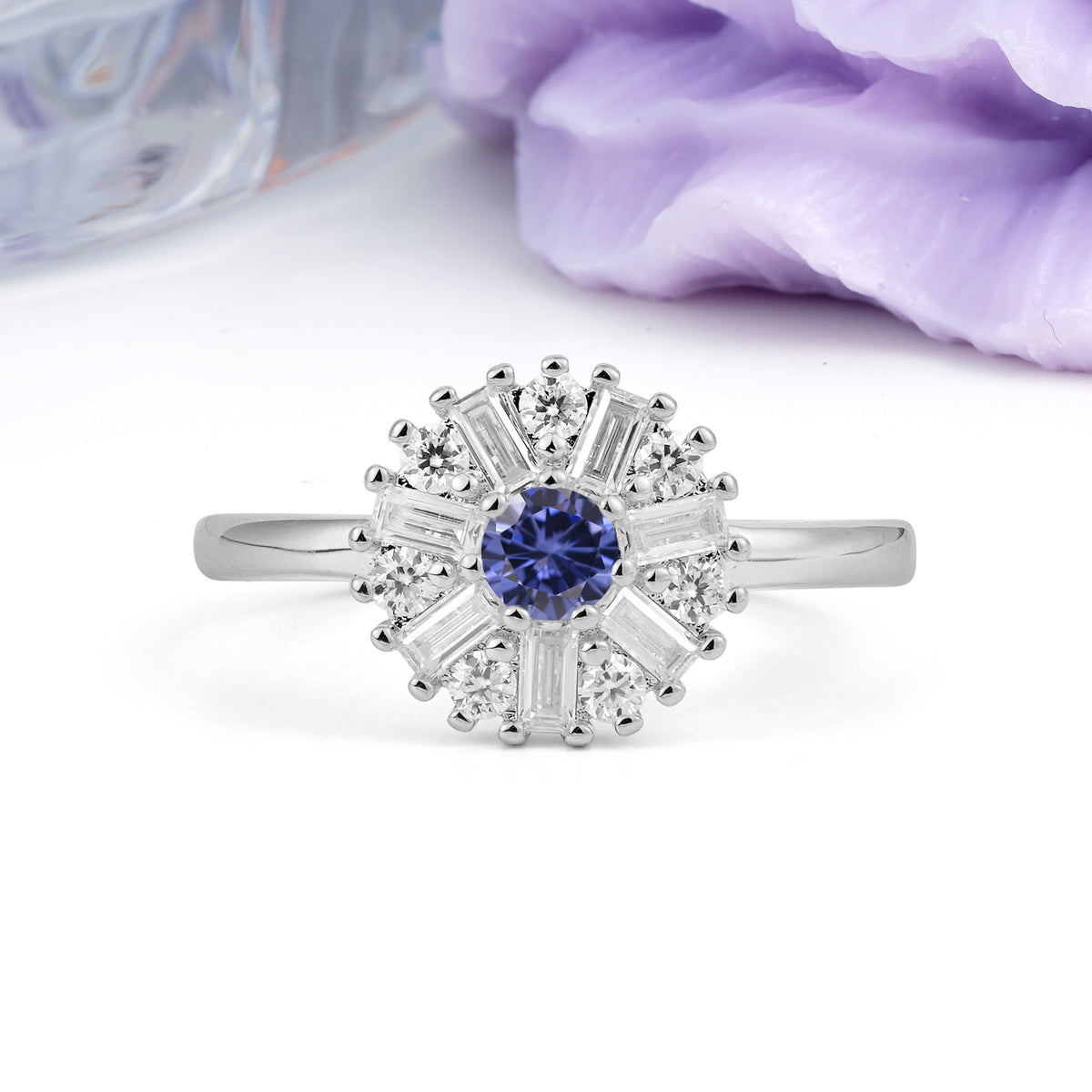 Classic Luxury 7-Prong Round Cut Tanzanite Engagement Ring - Additional view