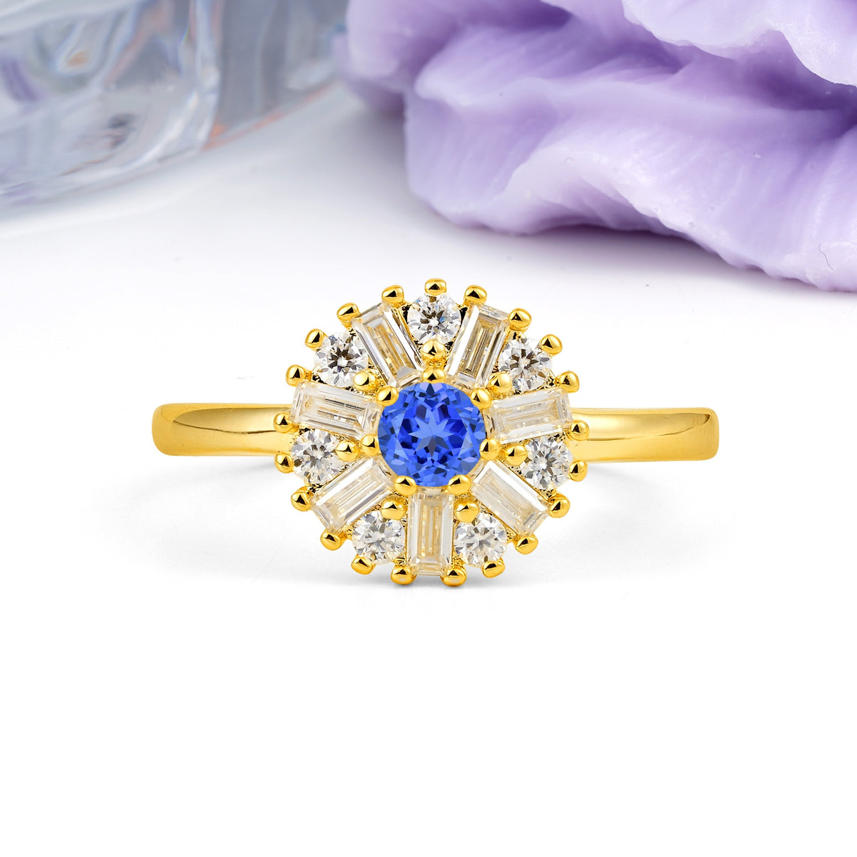 Classic Luxury 7-Prong Round Cut Sapphire Engagement Ring - Additional view