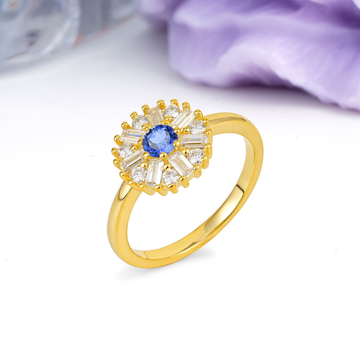 Classic Luxury 7-Prong Round Cut Sapphire Engagement Ring - Additional view