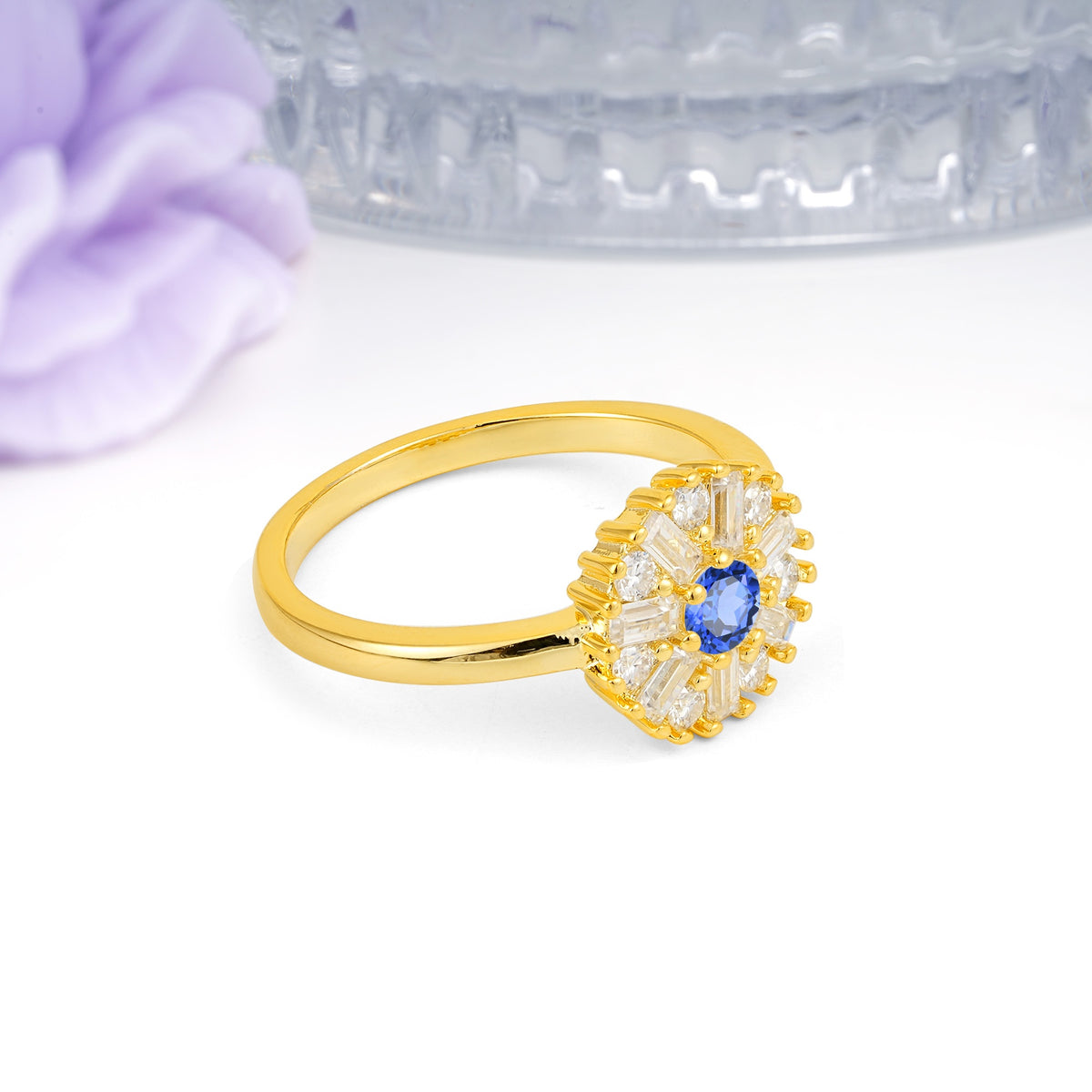Classic Luxury 7-Prong Round Cut Sapphire Engagement Ring - Additional view