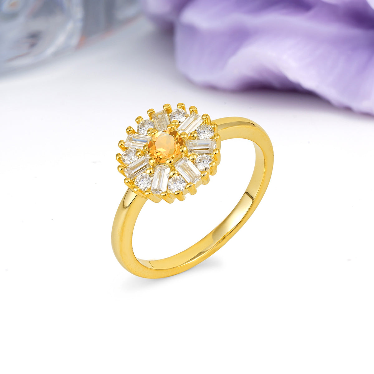 Classic Luxury 7-Prong Round Cut Citrine Engagement Ring - Additional view