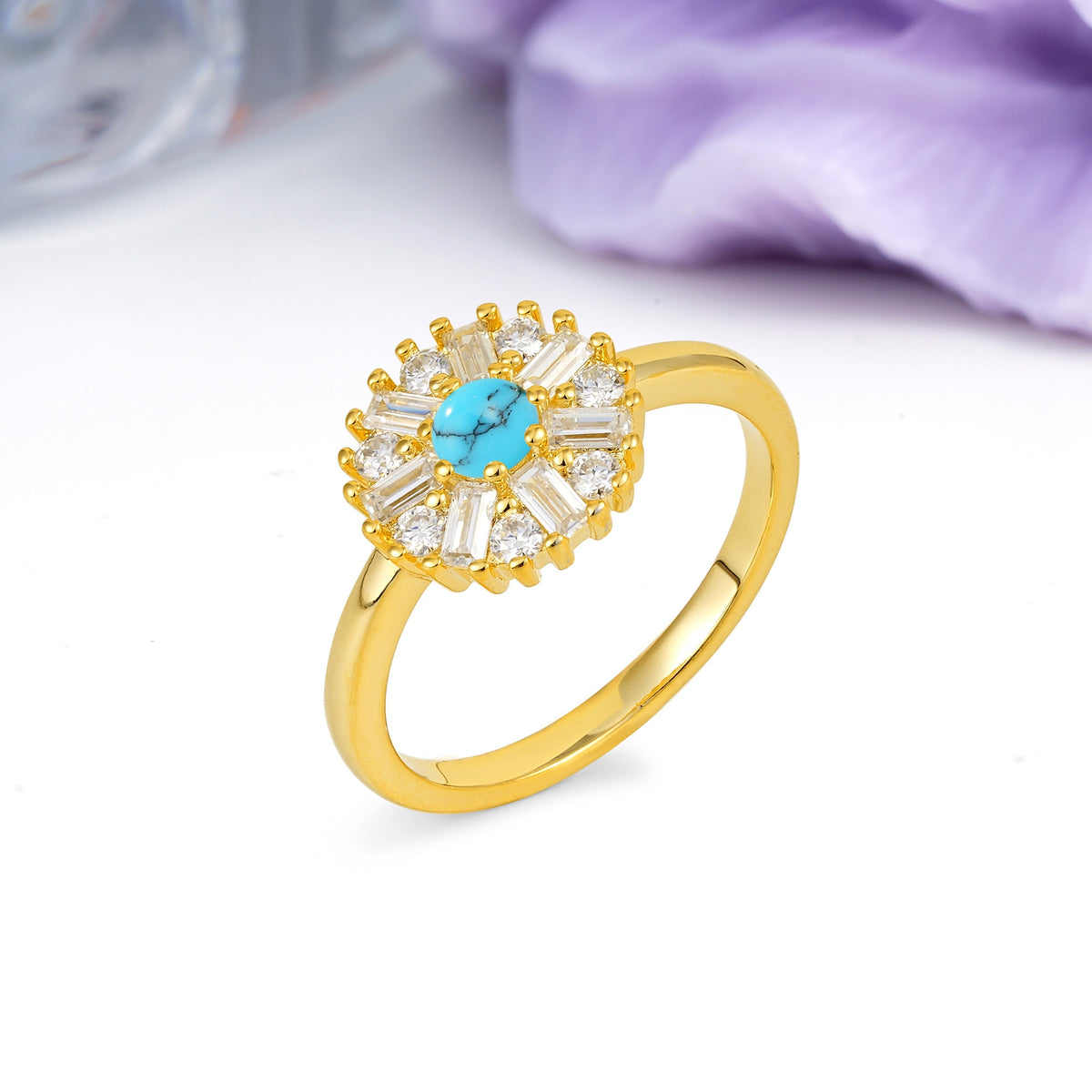 Classic Luxury 7-Prong Round Cut Turquoise Engagement Ring - Additional view
