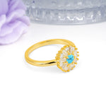 Classic Luxury 7-Prong Round Cut Turquoise Engagement Ring - Additional view