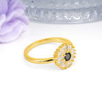 Classic Luxury 7-Prong Round Cut Black Onyx Engagement Ring - Additional view