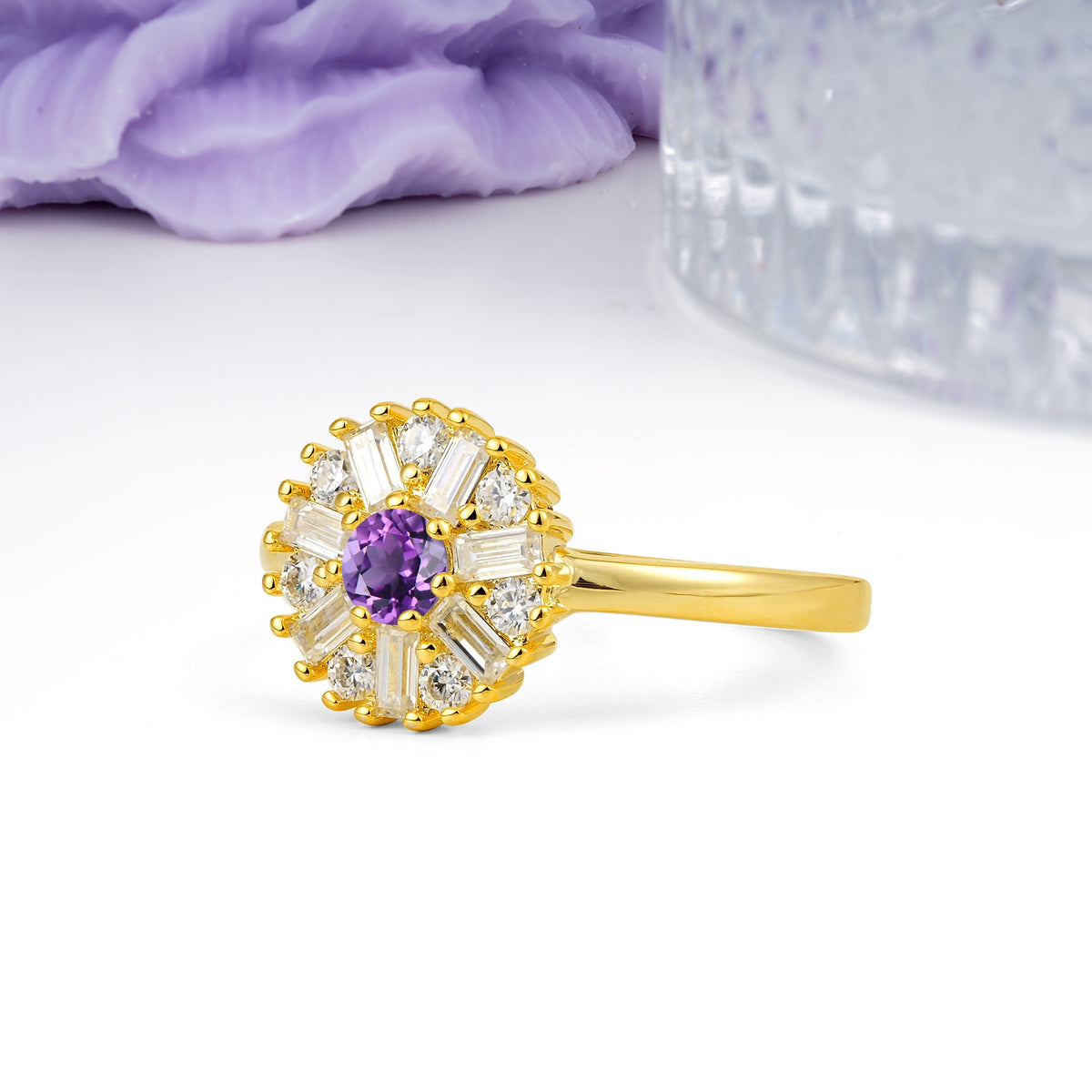 Classic Luxury 7-Prong Round Cut Amethyst Engagement Ring - Additional view