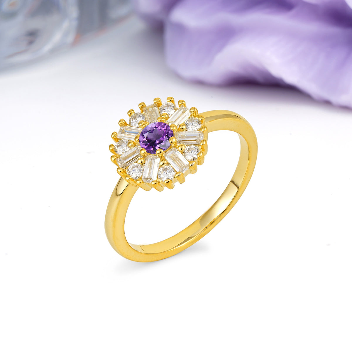 Classic Luxury 7-Prong Round Cut Amethyst Engagement Ring - Additional view