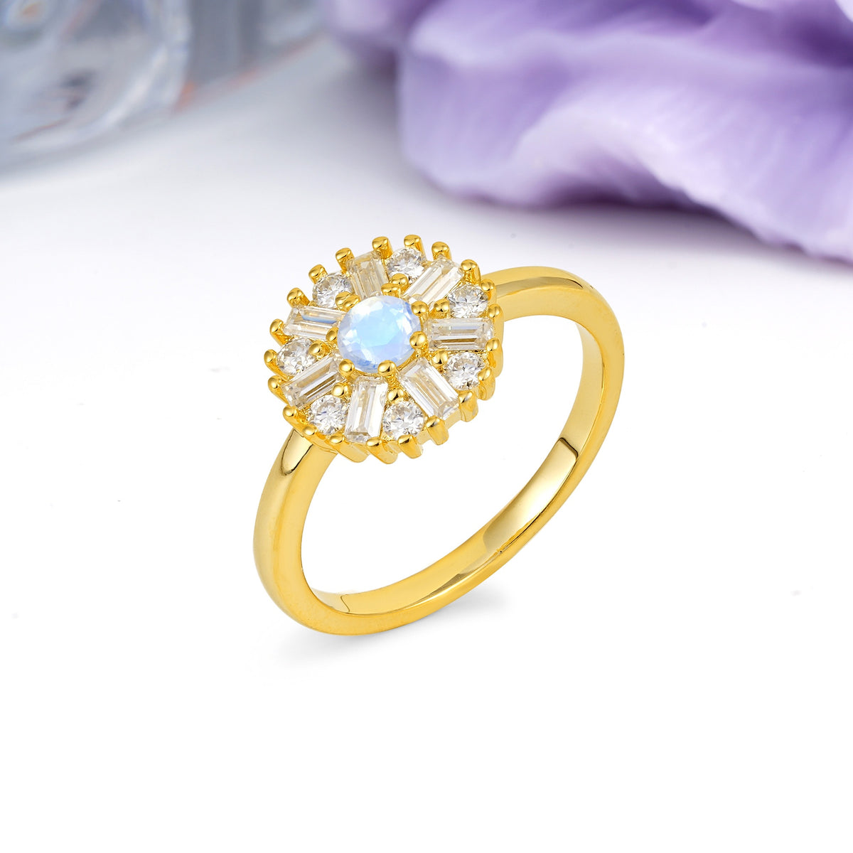 Classic Luxury 7-Prong Round Cut Moonstone Engagement Ring - Additional view