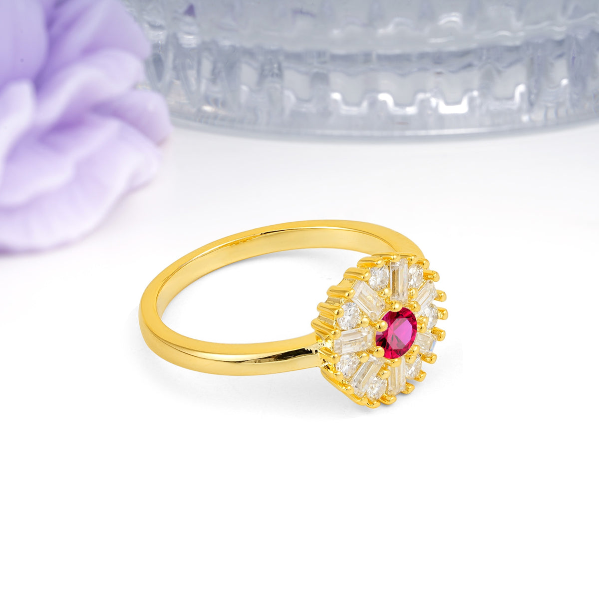 Classic Luxury 7-Prong Round Cut Ruby Engagement Ring - Additional view