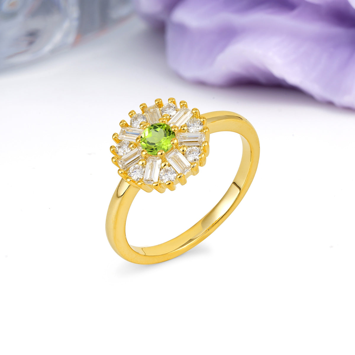 Classic Luxury 7-Prong Round Cut Peridot Engagement Ring - Additional view