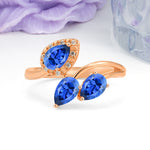 Captivating Pave Multi Pear Cut Twist Sapphire Wedding Ring - Additional view
