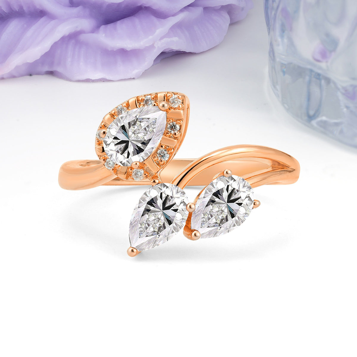 Captivating Pave Multi Pear Cut Twist Lab Diamond Wedding Ring - Additional view