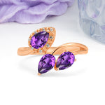 Captivating Pave Multi Pear Cut Twist Amethyst Wedding Ring - Additional view
