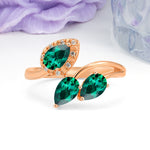Captivating Pave Multi Pear Cut Twist Emerald Wedding Ring - Additional view