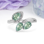 Captivating Pave Multi Pear Cut Twist Moss Agate Wedding Ring - Additional view