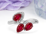 Captivating Pave Multi Pear Cut Twist Ruby Wedding Ring - Additional view