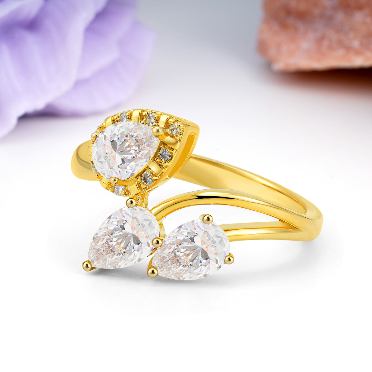 Captivating Pave Multi Pear Cut Twist Moissanite Wedding Ring - Additional view