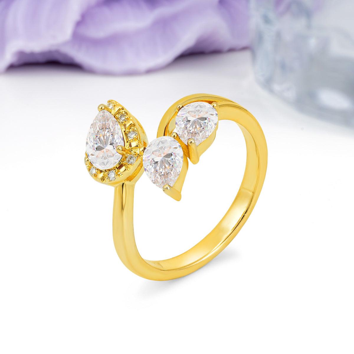 Captivating Pave Multi Pear Cut Twist Moissanite Wedding Ring - Additional view