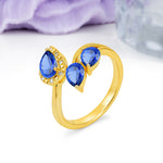 Captivating Pave Multi Pear Cut Twist Sapphire Wedding Ring - Additional view