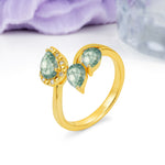 Captivating Pave Multi Pear Cut Twist Moss Agate Wedding Ring - Additional view