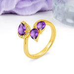 Captivating Pave Multi Pear Cut Twist Amethyst Wedding Ring - Additional view