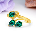 Captivating Pave Multi Pear Cut Twist Emerald Wedding Ring - Additional view