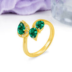 Captivating Pave Multi Pear Cut Twist Emerald Wedding Ring - Additional view