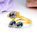 Captivating Pave Multi Pear Cut Twist Alexandrite Wedding Ring - Additional view