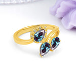 Captivating Pave Multi Pear Cut Twist Alexandrite Wedding Ring - Additional view