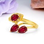 Captivating Pave Multi Pear Cut Twist Ruby Wedding Ring - Additional view
