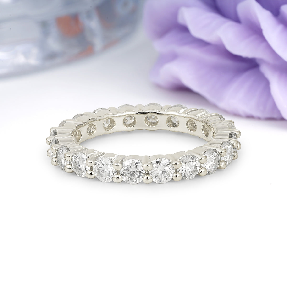 Noble Pave Round Cut All?Around Moissanite Wedding Ring - Additional view