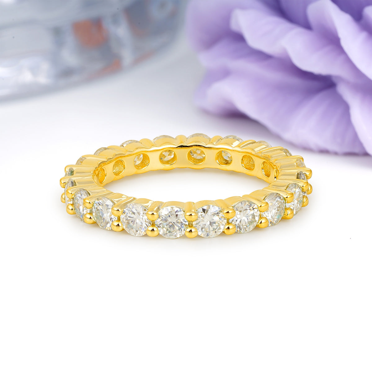 Noble Pave Round Cut All?Around Moissanite Wedding Ring - Additional view