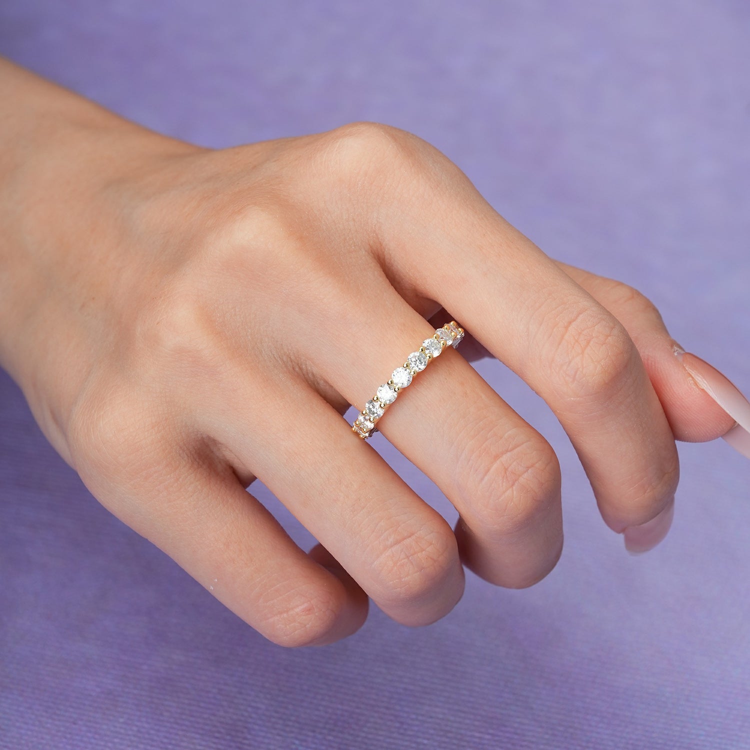 Noble Pave Round Cut All?Around Moissanite Wedding Ring - Additional view