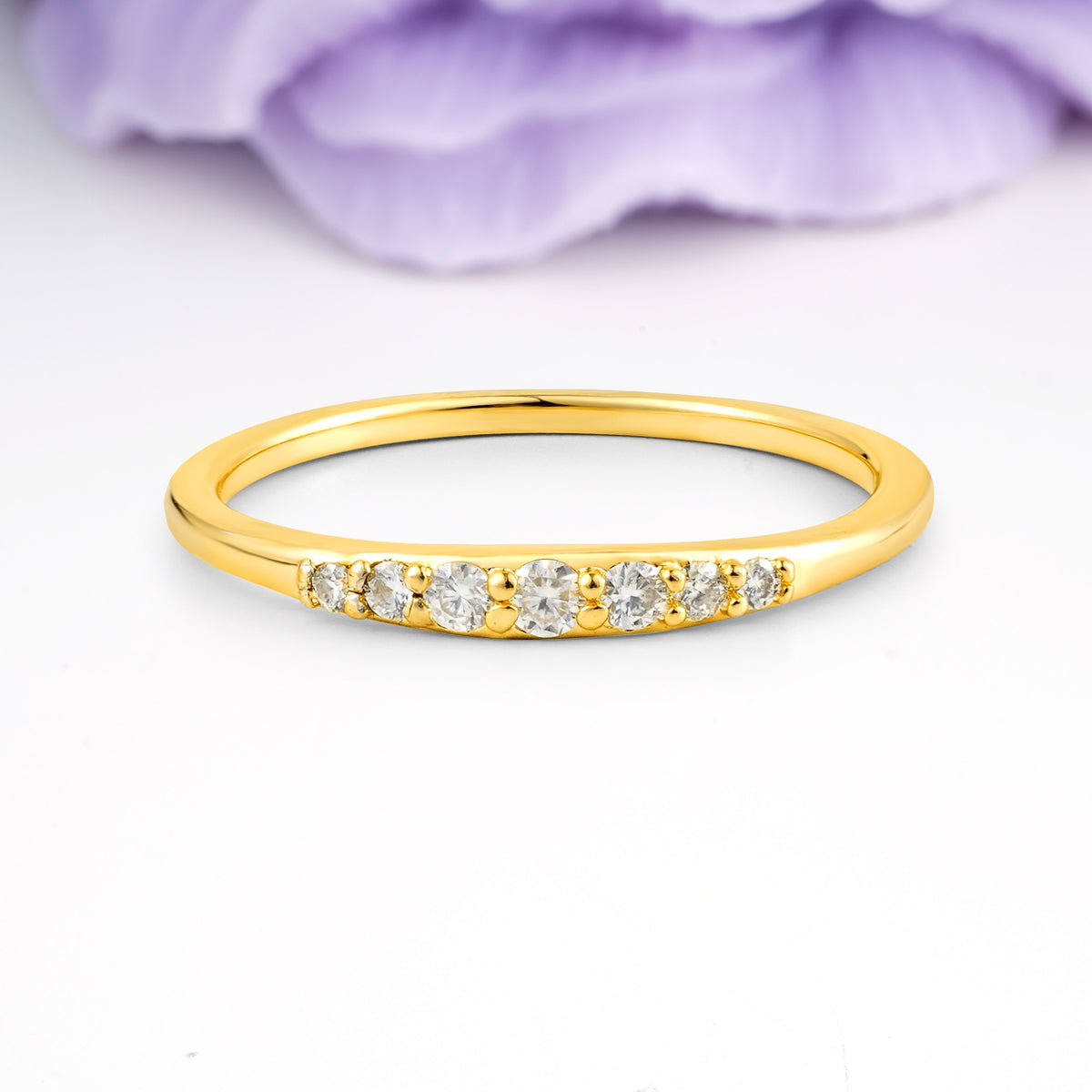 Distinctive 4 Prong Round Cut Moissanite Wedding Ring - Additional view