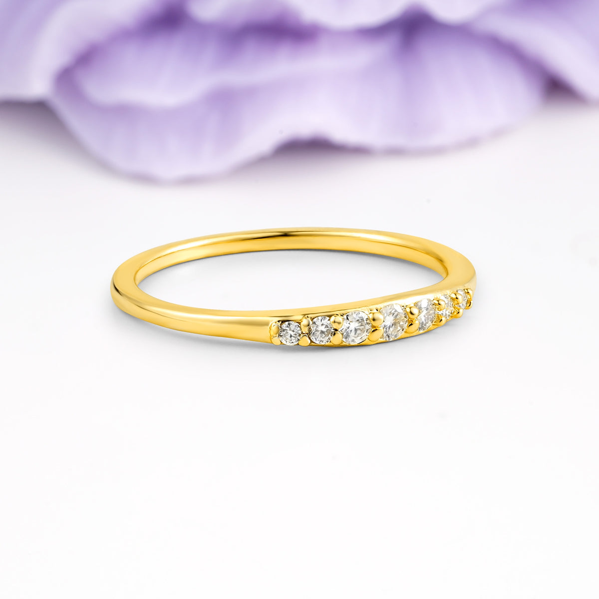 Distinctive 4 Prong Round Cut Moissanite Wedding Ring - Additional view