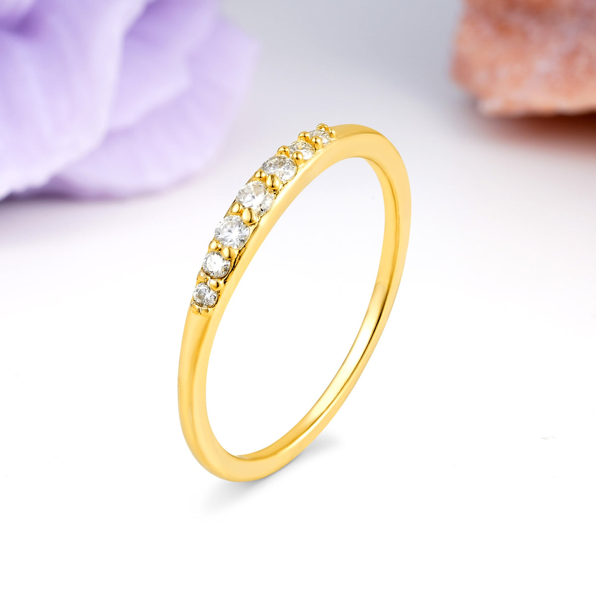 Distinctive 4 Prong Round Cut Moissanite Wedding Ring - Additional view